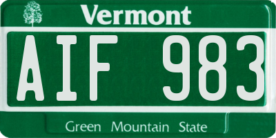 VT license plate AIF983