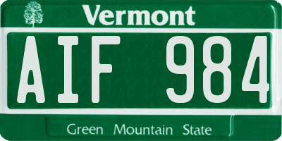 VT license plate AIF984