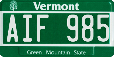 VT license plate AIF985
