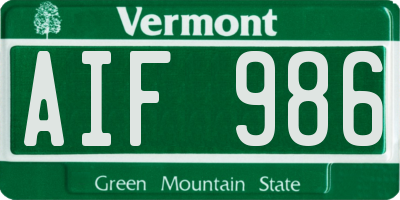 VT license plate AIF986