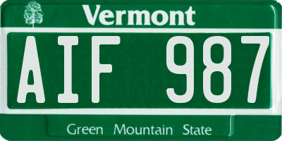 VT license plate AIF987
