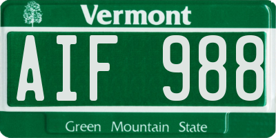VT license plate AIF988
