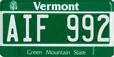 VT license plate AIF992