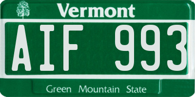 VT license plate AIF993