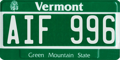 VT license plate AIF996