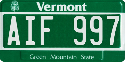 VT license plate AIF997