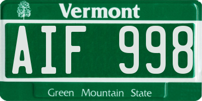 VT license plate AIF998