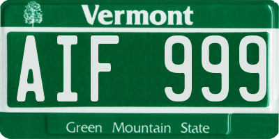 VT license plate AIF999