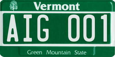 VT license plate AIG001