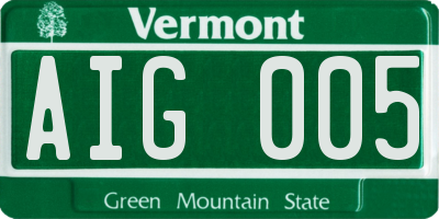 VT license plate AIG005