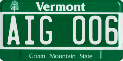 VT license plate AIG006