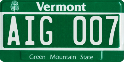 VT license plate AIG007