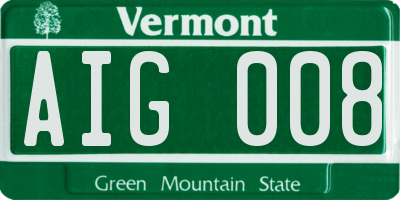VT license plate AIG008