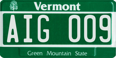 VT license plate AIG009