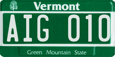 VT license plate AIG010