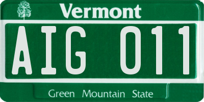 VT license plate AIG011