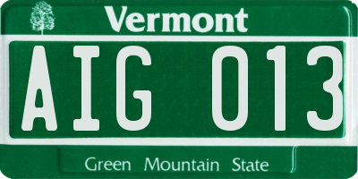VT license plate AIG013