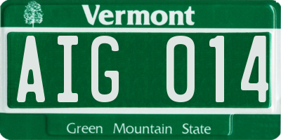 VT license plate AIG014