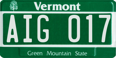 VT license plate AIG017