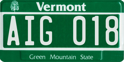 VT license plate AIG018