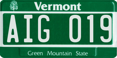VT license plate AIG019