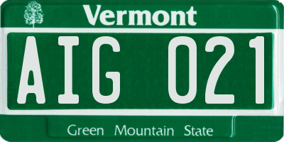 VT license plate AIG021