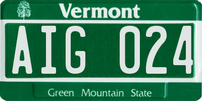 VT license plate AIG024