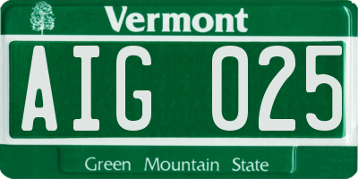 VT license plate AIG025