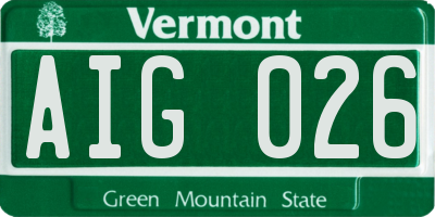VT license plate AIG026