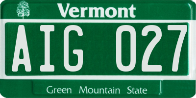 VT license plate AIG027