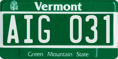 VT license plate AIG031