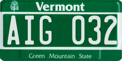 VT license plate AIG032