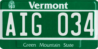 VT license plate AIG034