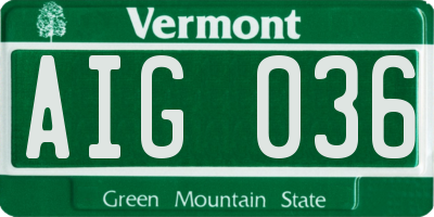 VT license plate AIG036