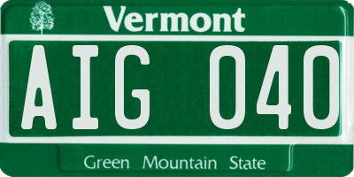 VT license plate AIG040