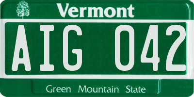 VT license plate AIG042