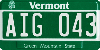 VT license plate AIG043