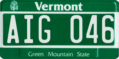 VT license plate AIG046