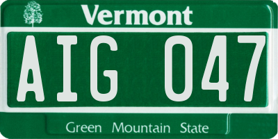 VT license plate AIG047