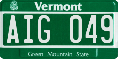 VT license plate AIG049