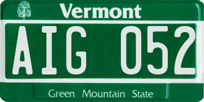 VT license plate AIG052