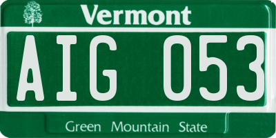VT license plate AIG053