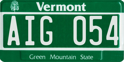 VT license plate AIG054