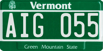 VT license plate AIG055