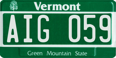 VT license plate AIG059