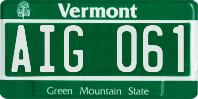 VT license plate AIG061