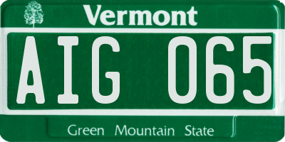 VT license plate AIG065