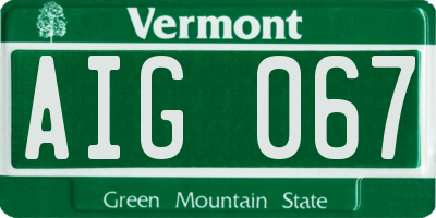 VT license plate AIG067