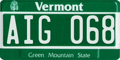 VT license plate AIG068