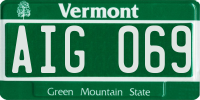 VT license plate AIG069